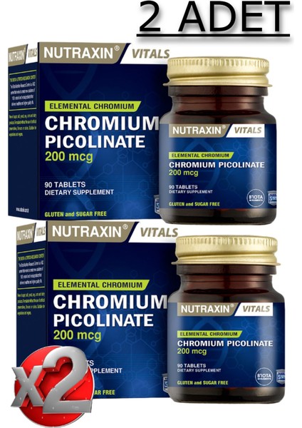 2 Adet Nutraxin Chromium Picolinate 90 Adet Tablet 200 Mcg