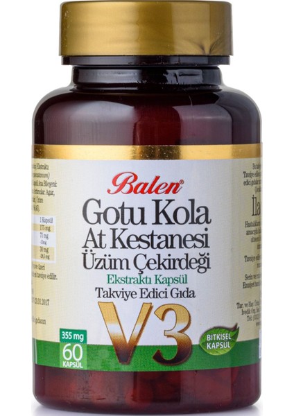 Gotu Kola & At Kestanesi & Üzüm Çekirdeği Ekstraktı 60 Adet Kapsül