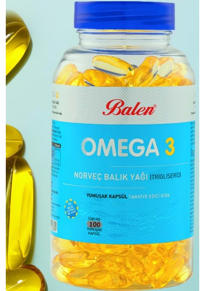 Omega 3 Norveç Balık Yağı (Trigiliserid) Yumuşak Kapsül 100 Adet 1380 Mg