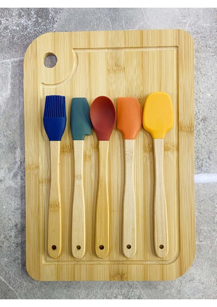 Bambu Kes Hazırla Set Kesme Tahtası ve Silikon Spatula Seti