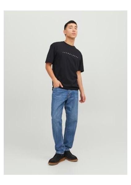 Erkek Jjestar Bisiklet Yaka Baskılı T-Shirt 12234746 Siyah