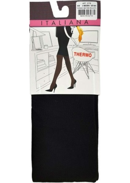 Italiana Siyah Termo Külotlu Çorap