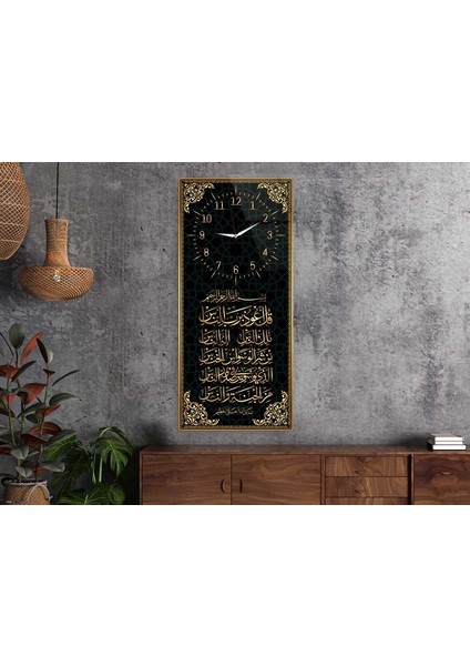 Dikey Üstten Saatli Dini Temalı 50X100 cm Temperli Cam Tablo DSUD0019 fırsatları