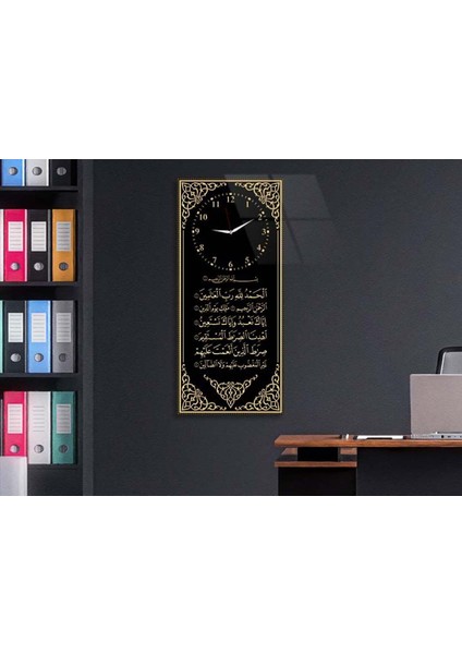 Dikey Üstten Saatli Dini Temalı 50X100 cm Temperli Cam Tablo DSUD0024 fırsatları