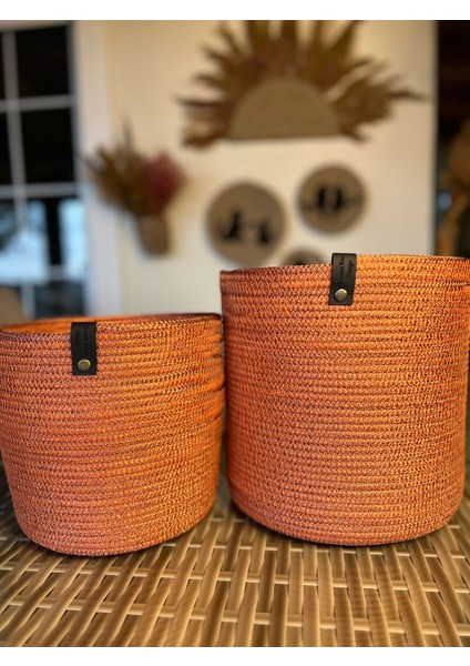 Pot Saksı Sepet. 2li Set Banyo, Mutfak, Çocuk Odası Düzenleyici Sepet, Organizer Hasır