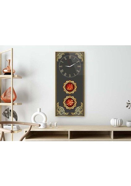 Dikey Üstten Saatli Dini Temalı 50X100 cm Temperli Cam Tablo DSUD0032 fiyatları