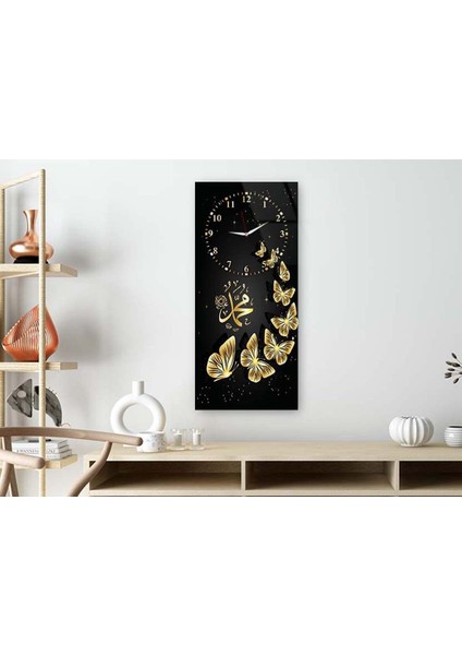 Dikey Üstten Saatli Dini Temalı 50X100 cm Temperli Cam Tablo DSUD0008 fiyatları