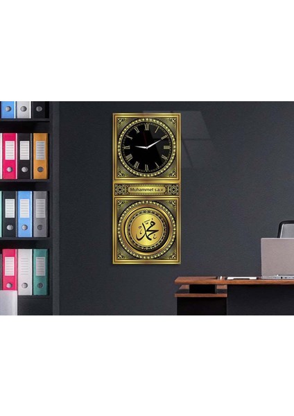 Dikey Üstten Saatli Dini Temalı 50X100 cm Temperli Cam Tablo DSUD0036 fırsatları