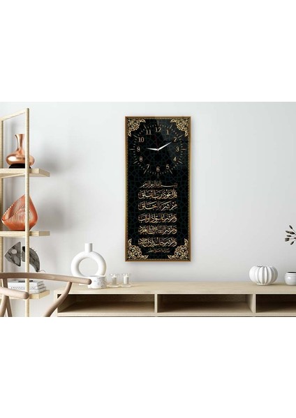 Dikey Üstten Saatli Dini Temalı 50X100 cm Temperli Cam Tablo DSUD0018 fiyatları