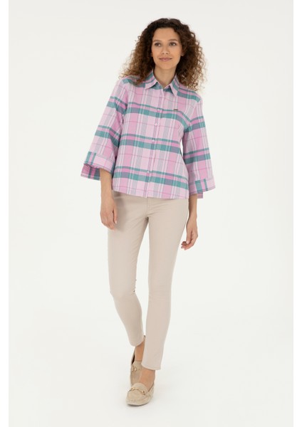 Kadın Pembe Gömlek Desenli 50289145-VR041 fırsatları