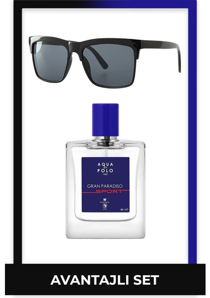 Aqua Di Polo 1987 Gran Paradiso Sport Edp 50 ml Erkek Parfüm & Siyah Gözlük Seti