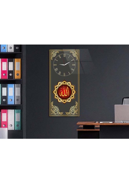 Dikey Üstten Saatli Dini Temalı 50X100 cm Temperli Cam Tablo DSUD0027 fırsatları