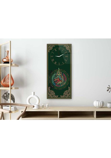 Dikey Üstten Saatli Dini Temalı 50X100 cm Temperli Cam Tablo DSUD0033 fiyatları