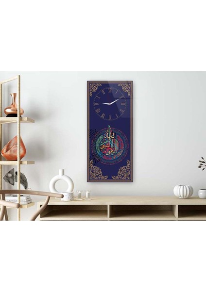Dikey Üstten Saatli Dini Temalı 50X100 cm Temperli Cam Tablo DSUD0034 fiyatları