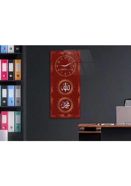 Dikey Üstten Saatli Dini Temalı 50X100 cm Temperli Cam Tablo DSUD0040 fırsatları