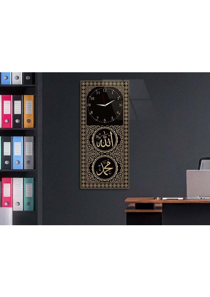 Dikey Üstten Saatli Dini Temalı 50X100 cm Temperli Cam Tablo DSUD0044 fırsatları