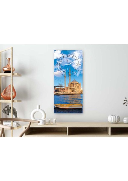 Dikey Üstten Saatli Dini Temalı 50X100 cm Temperli Cam Tablo DSUD0007 fiyatları
