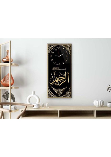 Dikey Üstten Saatli Dini Temalı 50X100 cm Temperli Cam Tablo DSUD0015 fiyatları