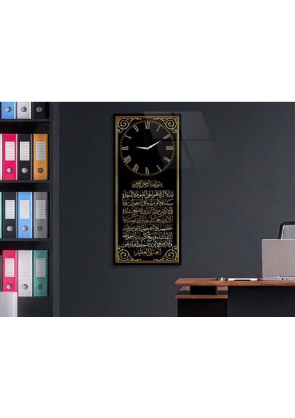 Dikey Üstten Saatli Dini Temalı 50X100 cm Temperli Cam Tablo DSUD0005 fırsatları