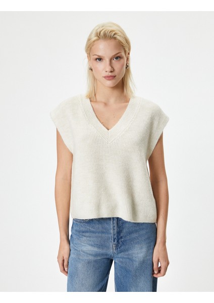 Triko Oversize Süveter V Yaka Yumuşak Dokulu modelleri