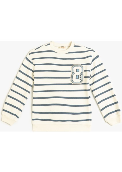 Sweatshirt Uzun Kollu Bisiklet Yaka Aplike Detaylı