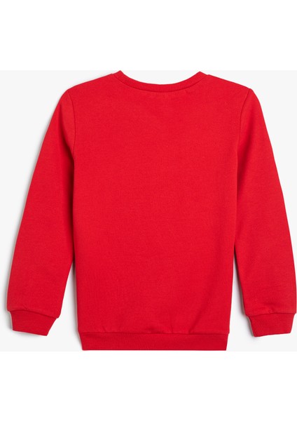 Sweatshirt Hayvan Baskılı Bisiklet Yaka Pamuklu