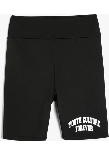 Spor Biker Tayt Yüksek Bel Baskılı Slim Fit