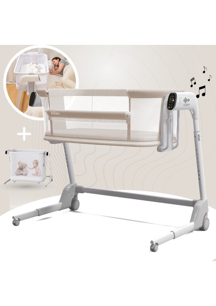 Cozy Premium 3in1 Ağlamaya Duyarlı Anne Yanı Beşik, Park Yatak White Noise ile Kesintisiz Uyku - Latte Renk fiyatları