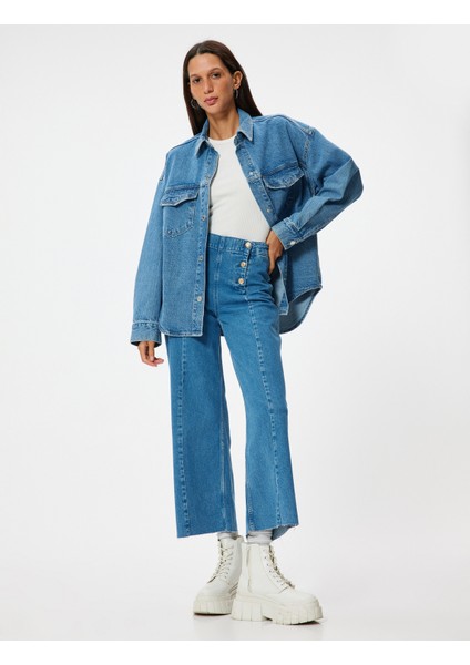 Geniş Kısa Paça Kot Pantolon Yüksek Bel - Sandra Jeans