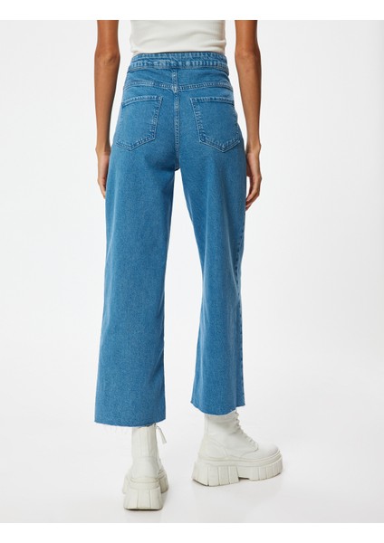 Geniş Kısa Paça Kot Pantolon Yüksek Bel - Sandra Jeans