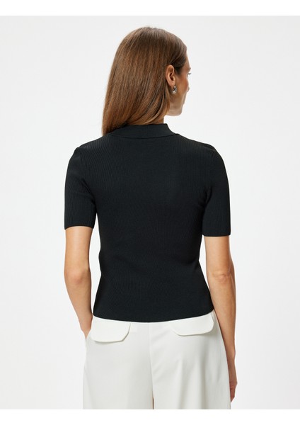 Kısa Kollu Basic Triko Kazak Dik Yaka fırsatları