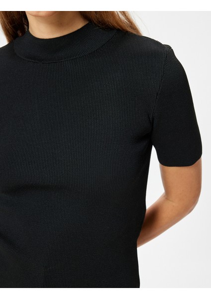 Kısa Kollu Basic Triko Kazak Dik Yaka indirimleri