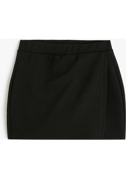 Basic Mini Şort Etek Kruvaze Beli Lastikli