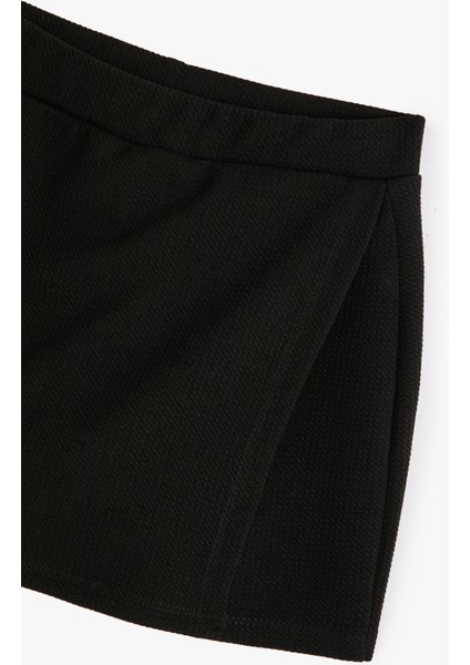 Basic Mini Şort Etek Kruvaze Beli Lastikli