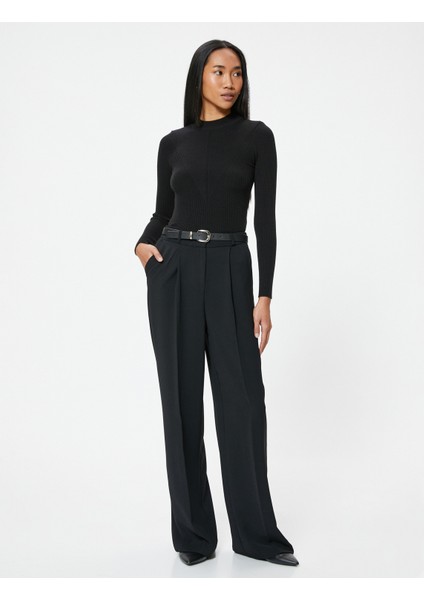 Basic Triko Kazak Hafif Dik Yaka Fitilli