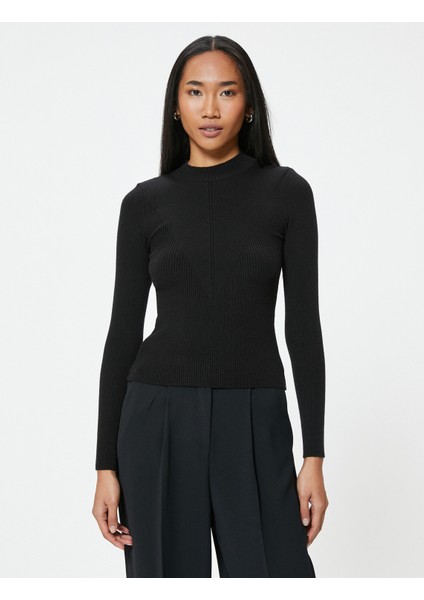 Basic Triko Kazak Hafif Dik Yaka Fitilli modelleri