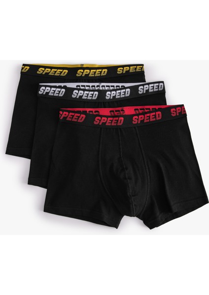 3'lü Boxer Seti Slogan Baskılı Pamuklu