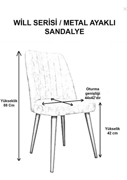 Kaffa Home Will Serisi 6 Adet Gri Mutfak Sandalyesi Siyah Metal Ayak 1. Sınıf Nubuk Kumaş