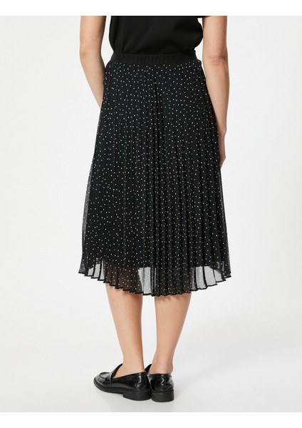 Pileli Puantiyeli Midi Etek Yüksek Bel Tül Astarlı fırsatları