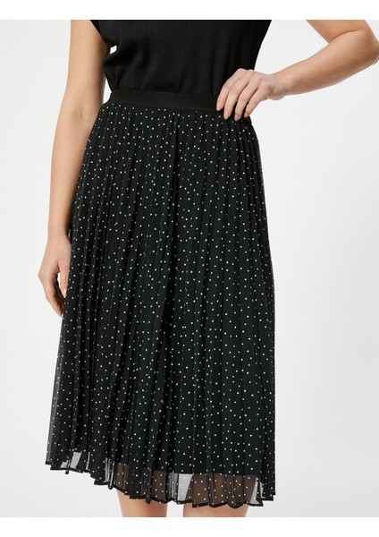 Pileli Puantiyeli Midi Etek Yüksek Bel Tül Astarlı indirimleri