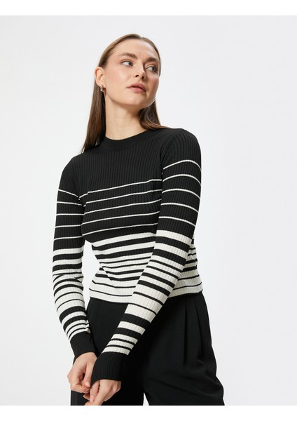 Triko Kazak Uzun Kollu Bisiklet Yaka Dokulu