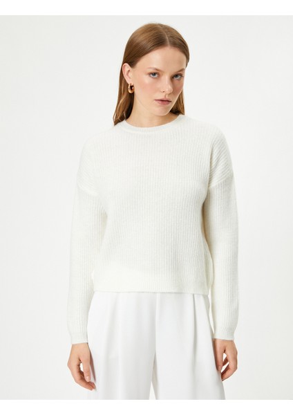 Basic Triko Kazak Uzun Kollu Bisiklet Yaka modelleri