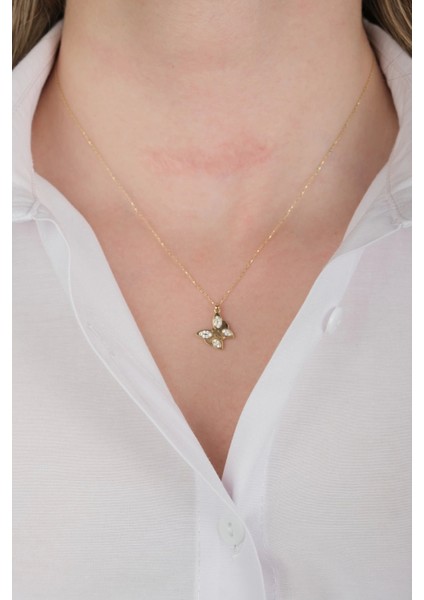 14 Ayar Altın Taşlı Kelebek Kolye fiyatları