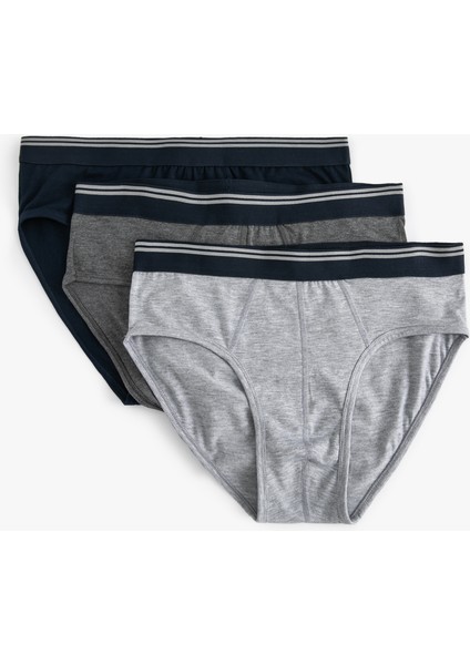 3'lü Slip Boxer Seti Çok Renkli Şerit Detaylı