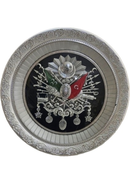 Osmanlı Turalı Ayaklı Gümüş Tabak 56 cm