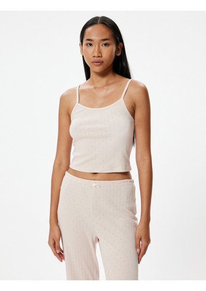 Ince Askılı Pijama Üstü Dokulu Pamuklu modelleri