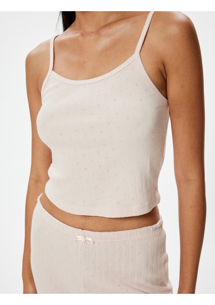 Ince Askılı Pijama Üstü Dokulu Pamuklu indirimleri