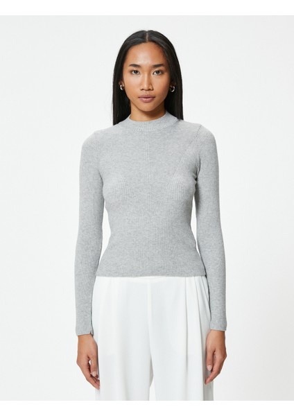 Basic Triko Kazak Hafif Dik Yaka Fitilli modelleri