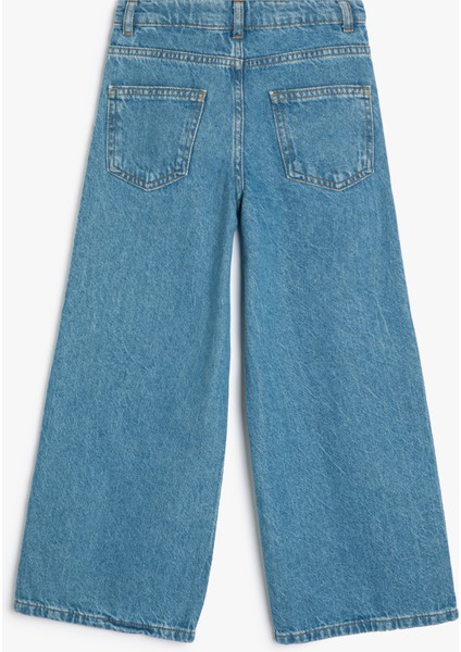 Geniş Paça Kot Pantolon Cepli Pamuklu - Wide Leg Jean