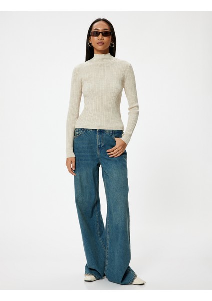 Basic Triko Boğazlı Kazak Uzun Kollu Dokulu fiyatları